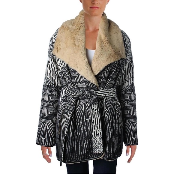 Twelfth Street by Cynthia Vincent Women's Geo Pattern Blanket Wrap Coat Small - Picture 2 of 10